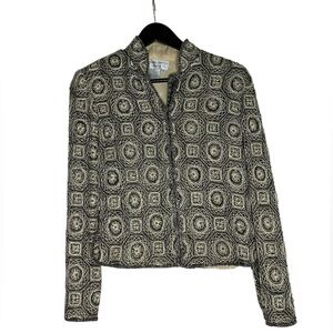 Adrianna Papell Evening Beaded Gold Jacket S Button/Hook Closure Silk Vintage